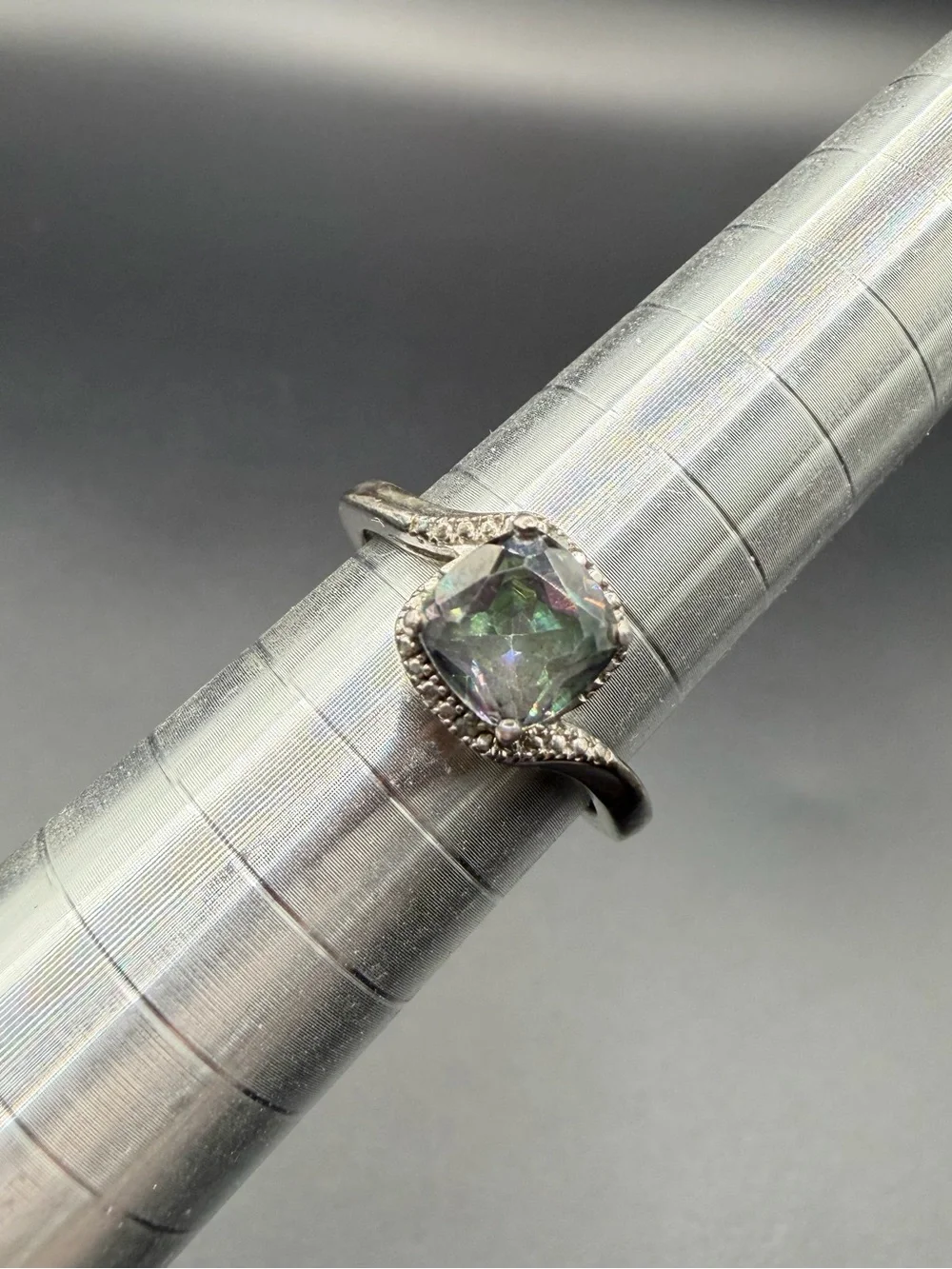 Vintage Sterling Silver 925 Mystic Topaz Ring Size 6.5 Jewelry Wedding Band